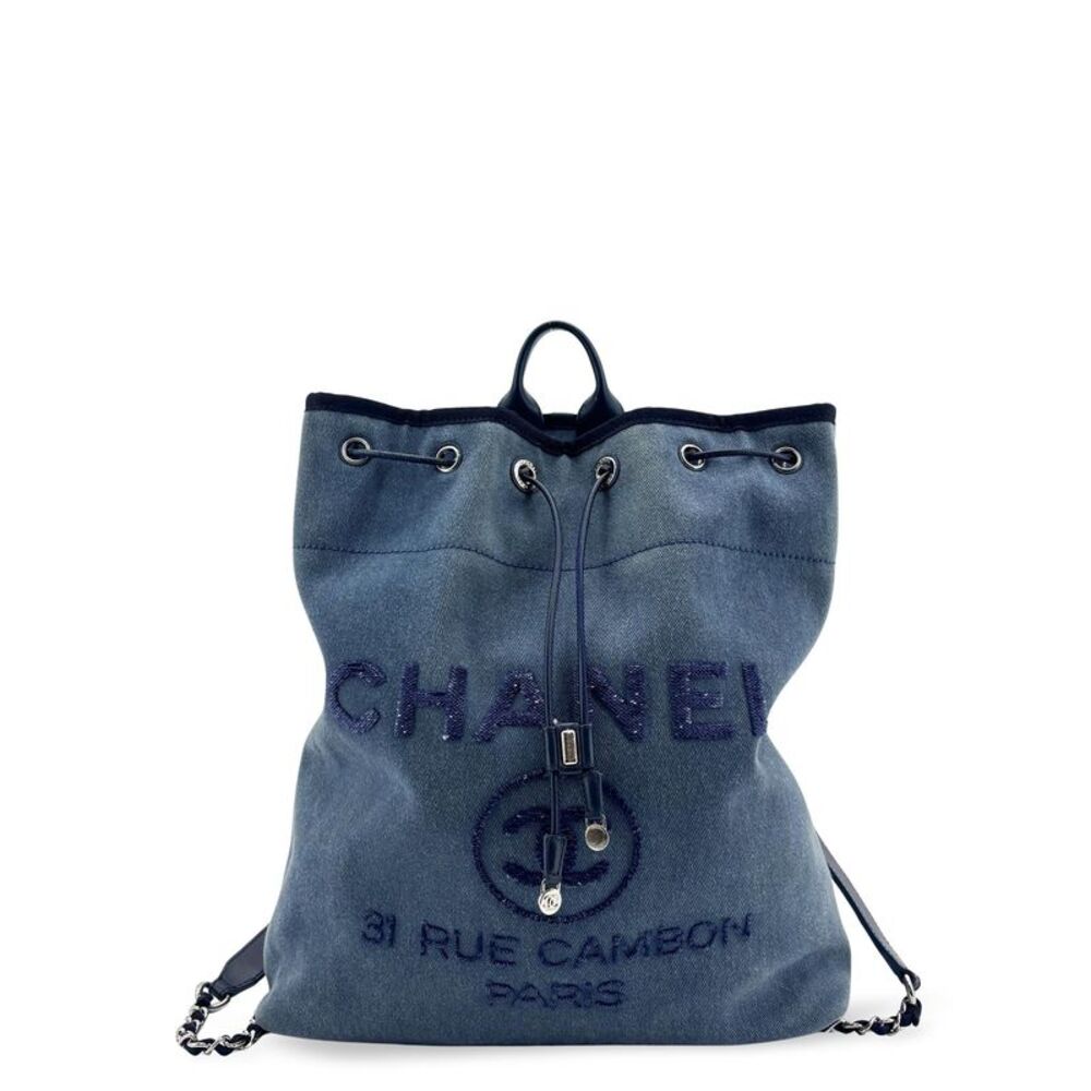 Chanel Deauville Blue Denim Square Backpack